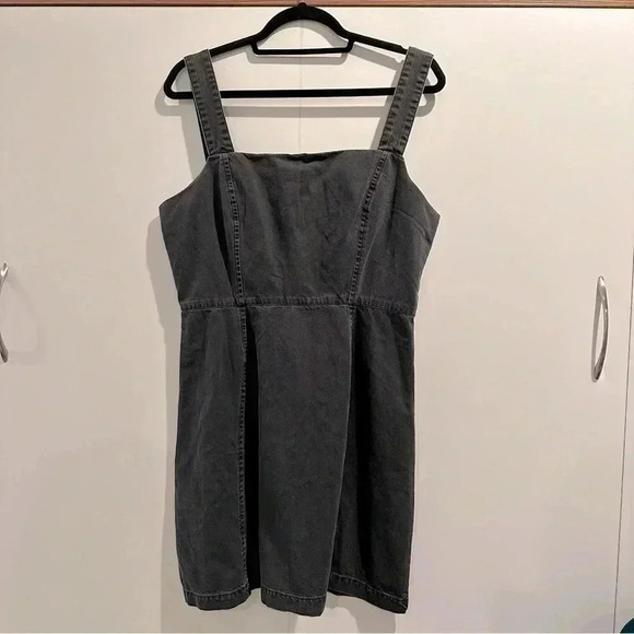 ASOS Black Soft Denim Overall Skirt Dress Cotton EUC Size 10 - Picture 5 of 15